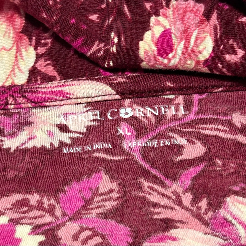 April Cornell Carolina Shawl Collar Floral Long Sleeve Top V-Neck Cottagecore XL - Picture 5 of 7